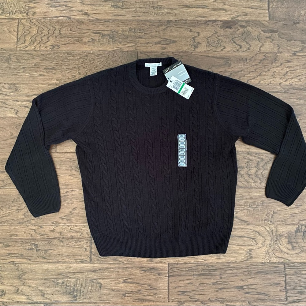 Geoffrey Beene Black Cable Knit Sweater